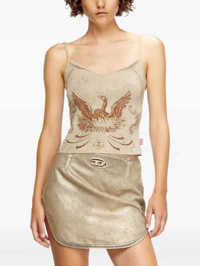 Diesel Eagle-print Cami Tank Top In White