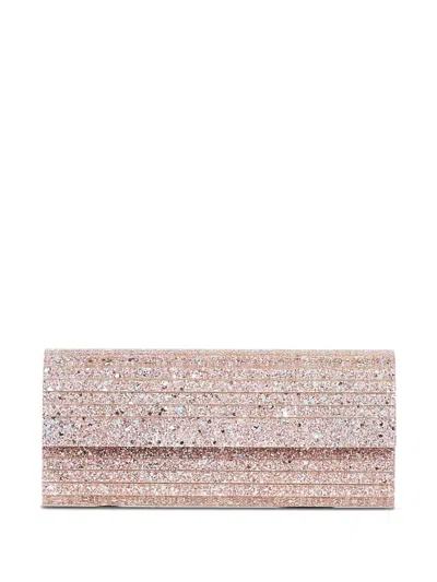 Jimmy Choo Glitter Rectangular Shoulder Bag With Removable Chain In Pink