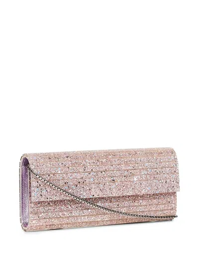 Jimmy Choo Glitter Rectangular Shoulder Bag With Removable Chain In Pink