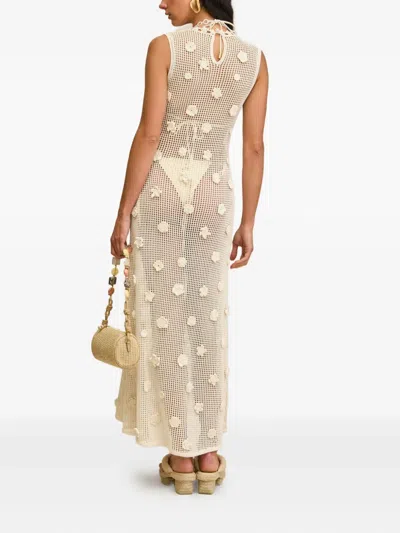 Cult Gaia Vermeer Flower-embellished Crochet Dress In White