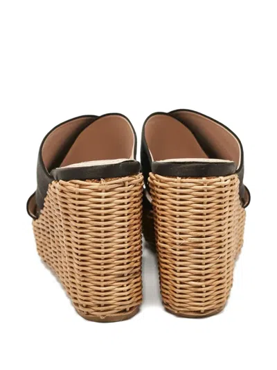Pre-owned Miu Miu 100mm Satin Wedge Sandals