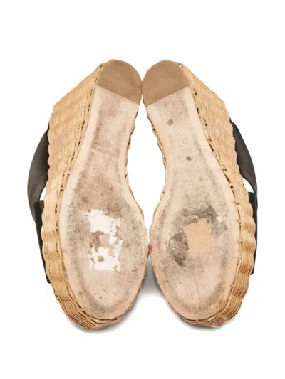 Pre-owned Miu Miu 100mm Satin Wedge Sandals