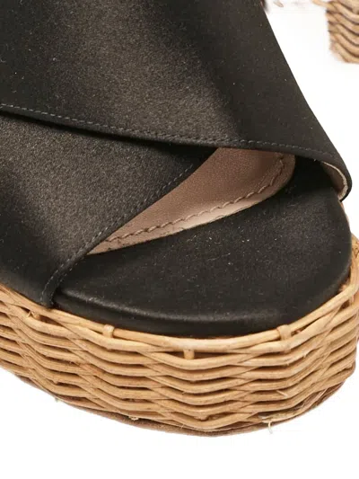 Pre-owned Miu Miu 100mm Satin Wedge Sandals