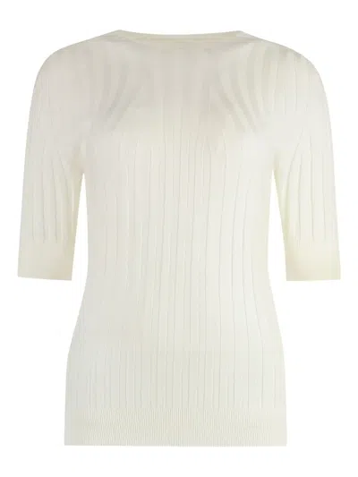 Peserico Ribbed Knit T-shirt In White