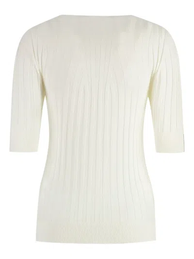 Peserico Ribbed Knit T-shirt In White