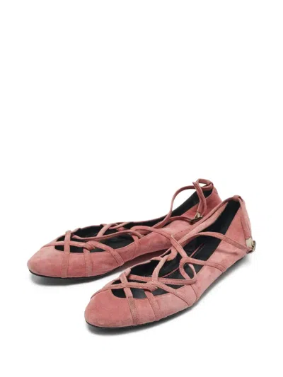 Pre-owned Marc Jacobs Vintage  Lace-detail Suede Flat Pumps