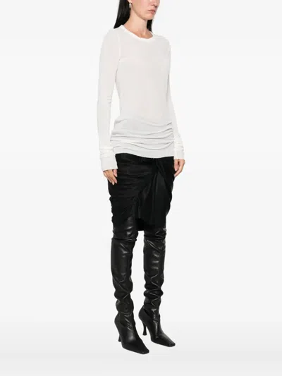 Rick Owens Long-sleeve Ribbed Top In Neutral