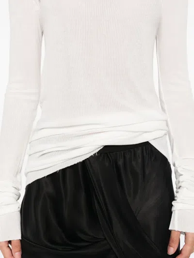 Rick Owens Long-sleeve Ribbed Top In Neutral