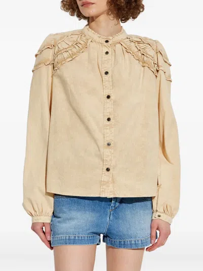 Isabel Marant Étoile Idety Ruffled Cotton-chambray Blouse