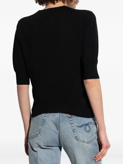 R13 Puff-sleeve Button Cardigan In Black
