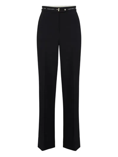 Elisabetta Franchi Trousers Straight Leg Pockets Belt Loops In Black
