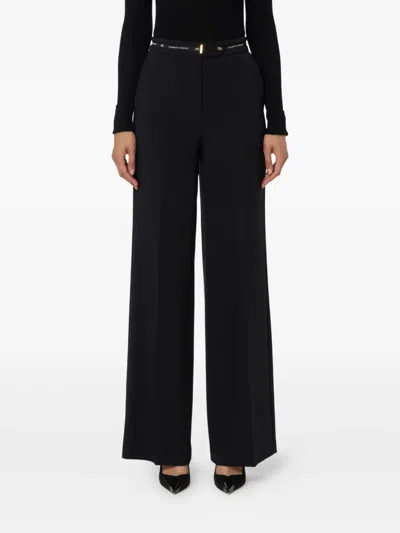Elisabetta Franchi Trousers Straight Leg Pockets Belt Loops In Black