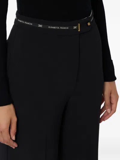 Elisabetta Franchi Trousers Straight Leg Pockets Belt Loops In Black