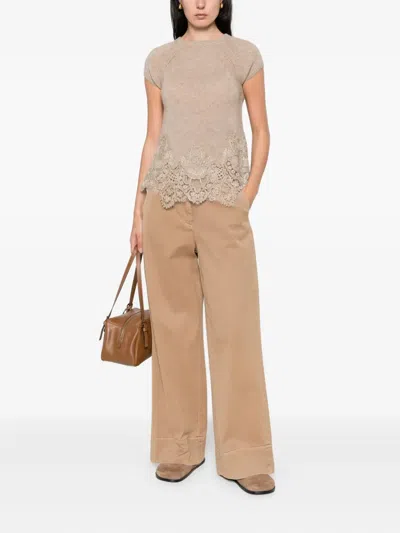 Ermanno Scervino Lace-trimmed Knit T-shirt