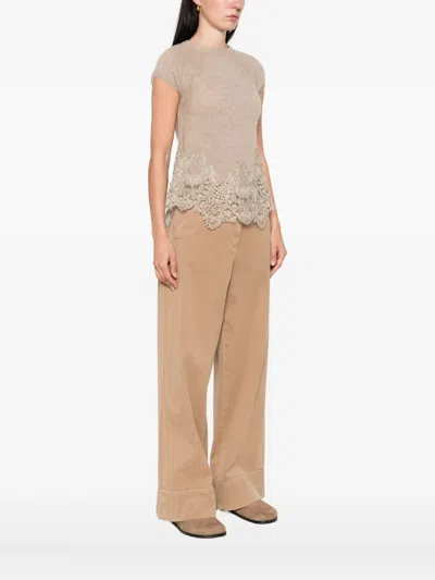 Ermanno Scervino Lace-trimmed Knit T-shirt
