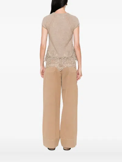Ermanno Scervino Lace-trimmed Knit T-shirt