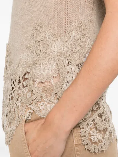 Ermanno Scervino Lace-trimmed Knit T-shirt