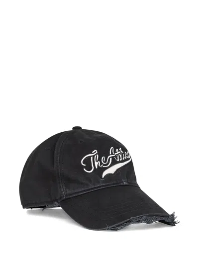 Attico Logo-embroidered Frayed-edge Baseball Cap In Black