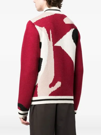 Bethany Williams Abstract-floral Half-zip Sweater In Burgundy
