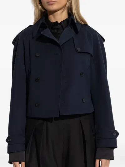Alexander Mcqueen Short Double-breasted Navy Blue Jacket Women