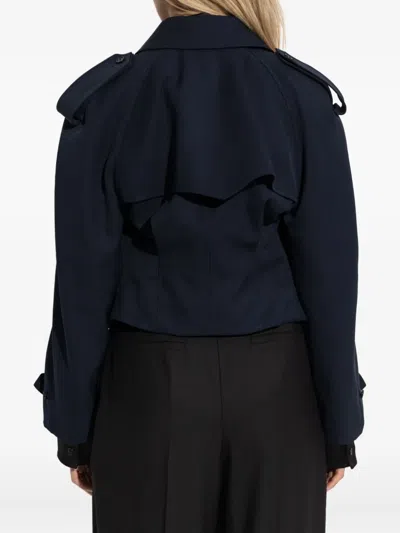 Alexander Mcqueen Short Double-breasted Navy Blue Jacket Women