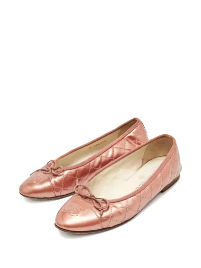 Pre-owned Chanel Cc-logo Patent-leather Flat Pumps