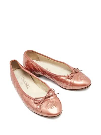 Pre-owned Chanel Cc-logo Patent-leather Flat Pumps