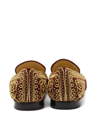 Pre-owned Christian Louboutin Embroidered Suede Loafers