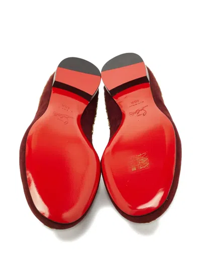 Pre-owned Christian Louboutin Embroidered Suede Loafers