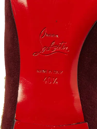 Pre-owned Christian Louboutin Embroidered Suede Loafers