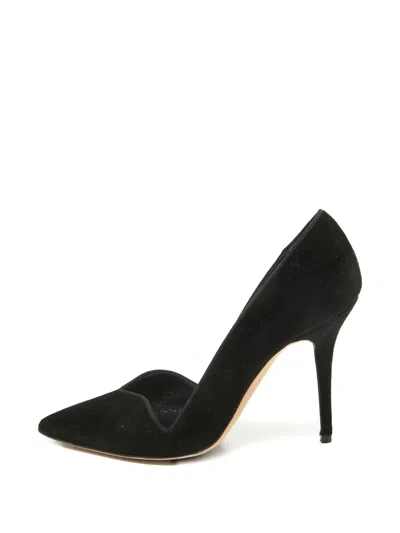 Pre-owned Manolo Blahnik 100mm Velvet Pointed-toe Pumps