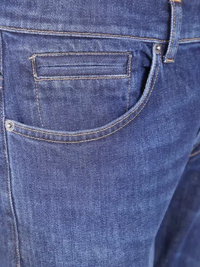 Dondup Flat Front Trousers With Diagonal Pockets In Blue
