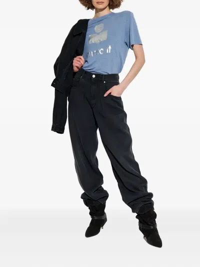 Isabel Marant Étoile Metallic-logo Linen T-shirt