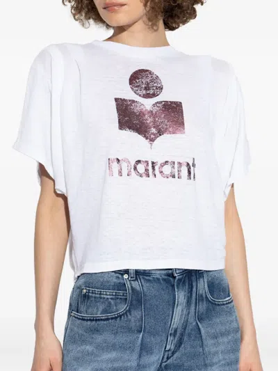 Isabel Marant Étoile Metallic-logo Linen T-shirt