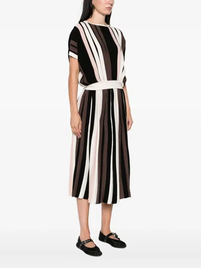 Max Mara Striped Batwing Top In Brown