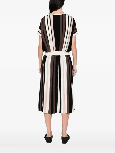 Max Mara Striped Batwing Top In Brown