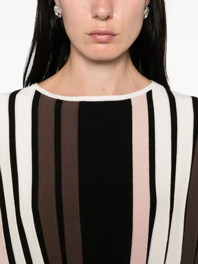 Max Mara Striped Batwing Top In Brown