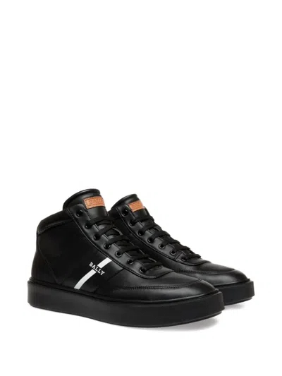 Bally Leather Striped Hi-tops Sneakers In Black