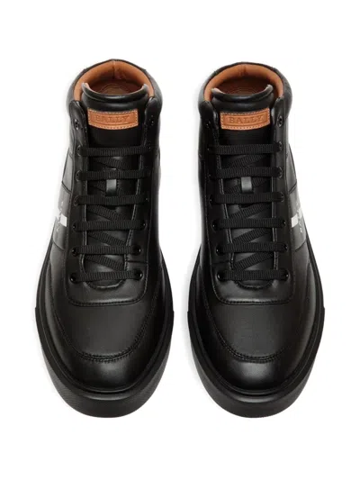 Bally Leather Striped Hi-tops Sneakers In Black