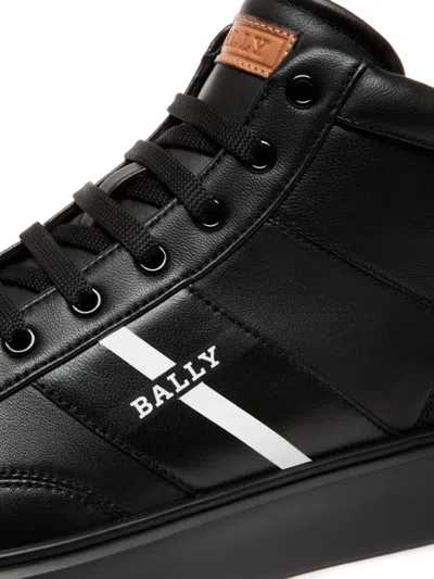 Bally Leather Striped Hi-tops Sneakers In Black