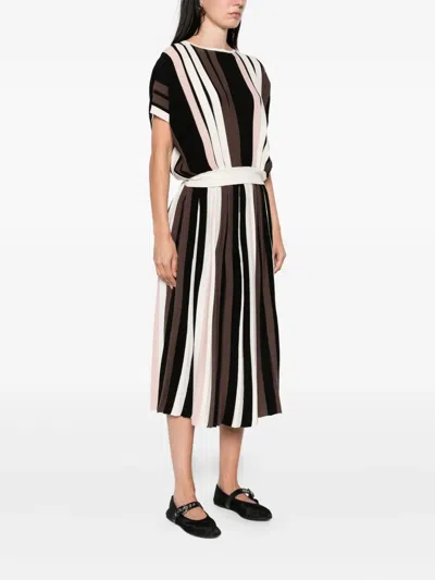 Max Mara Pleiadi Pleated Striped Skirt In Multi