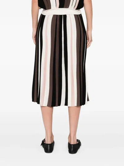 Max Mara Pleiadi Pleated Striped Skirt In Multi