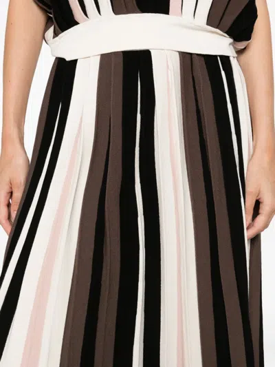 Max Mara Pleiadi Pleated Striped Skirt In Multi