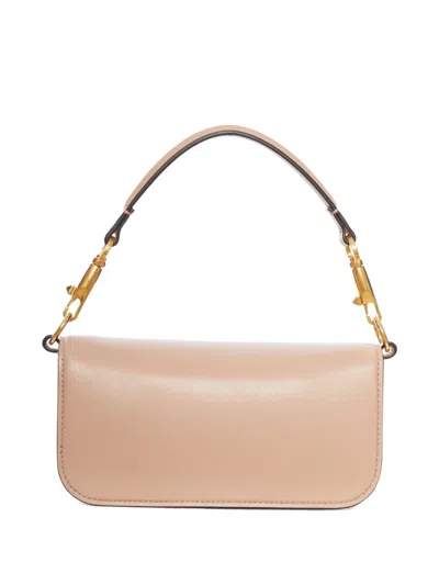 Valentino Vlogo Pearl-embellished Leather Shoulder Bag In Pink