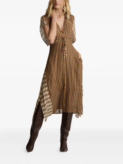 St John Whitney Dress In Desert Mosaic Print In Orange