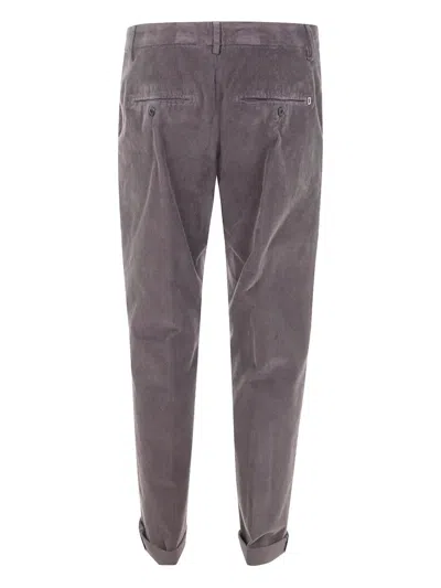 Dondup Corduroy Cuffed Trousers In Gray