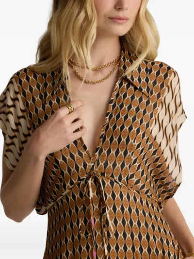 St John Whitney Dress In Desert Mosaic Print In Orange