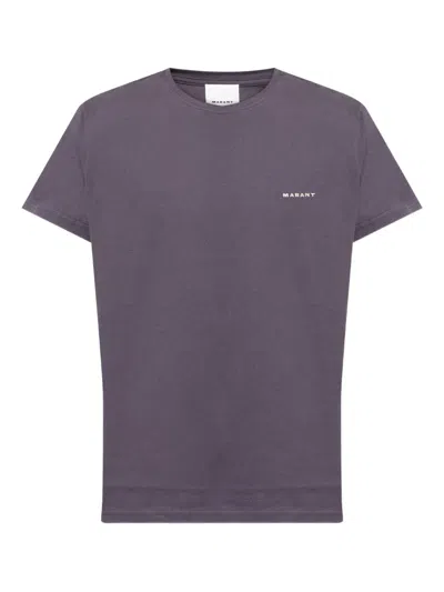Isabel Marant Logo-embroidered Cotton T-shirt In Purple