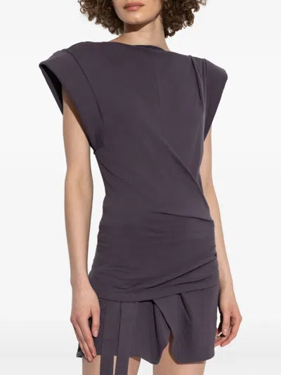 Isabel Marant Draped-shoulder Cotton T-shirt In Brown