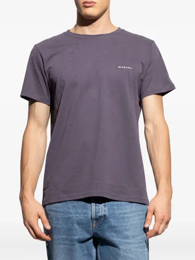 Isabel Marant Logo-embroidered Cotton T-shirt In Purple